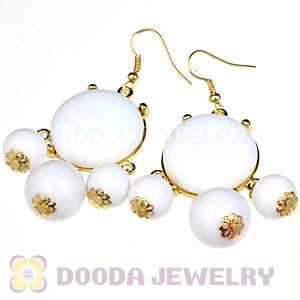 Fashion Gold Plated Drop White Bubble Earrings Wholesale