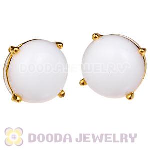 2012 Fashion Gold Plated White Bubble Stud Earrings Wholesale