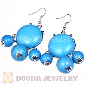 Fashion Silver Plated Drop Blue Bubble Earrings Resin Wholesale