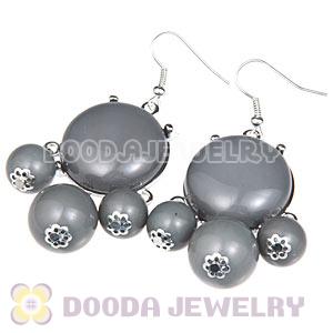 Fashion Silver Plated Drop Grey Bubble Earrings Resin Wholesale