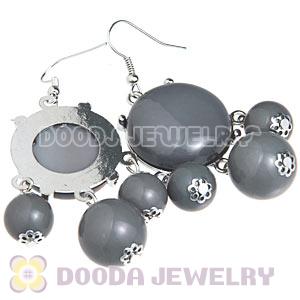 Fashion Silver Plated Drop Grey Bubble Earrings Resin Wholesale