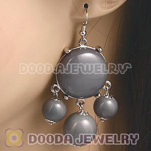 Fashion Silver Plated Drop Grey Bubble Earrings Resin Wholesale