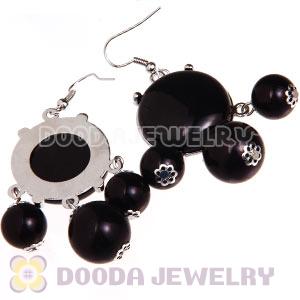Fashion Silver Plated Drop Black Bubble Earrings Resin Wholesale
