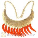 Vintage Style Retro Crescent Chunky Choker Bib Necklace With Plastic Chile