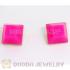 Gold Plated Magenta Cubic Jelly Resin Diamond Stud Earrings Wholesale