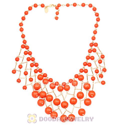 Fashion Orange Bauble Cascade Bib Necklace Wholesale