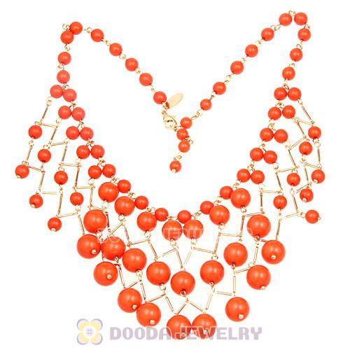 Fashion Orange Bauble Cascade Bib Necklace Wholesale