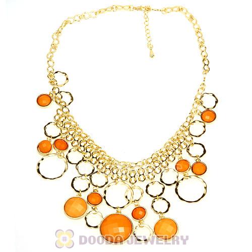 Gold Chain Multilayer Yolk Yellow Resin Choker Bib Necklaces Wholesale