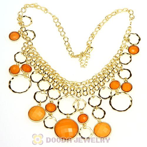 Gold Chain Multilayer Yolk Yellow Resin Choker Bib Necklaces Wholesale