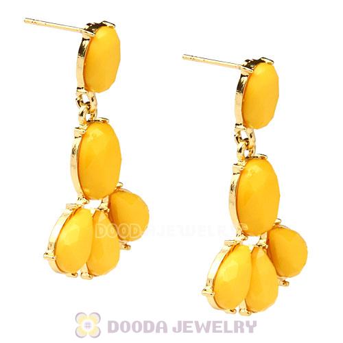 Fashion Yellow Resin Plaza Athenee Chandelier Drop Earrings Wholesale
