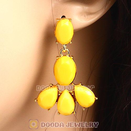 Fashion Yellow Resin Plaza Athenee Chandelier Drop Earrings Wholesale