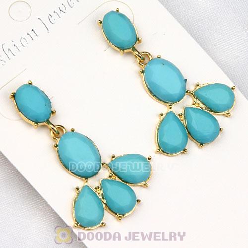 Fashion Turquoise Resin Plaza Athenee Chandelier Drop Earrings Wholesale