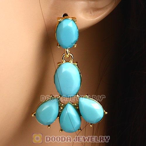 Fashion Turquoise Resin Plaza Athenee Chandelier Drop Earrings Wholesale