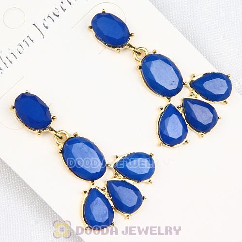 Fashion Dark Blue Resin Plaza Athenee Chandelier Drop Earrings Wholesale