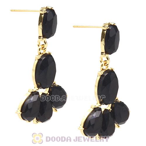 Fashion Black Resin Plaza Athenee Chandelier Drop Earrings Wholesale