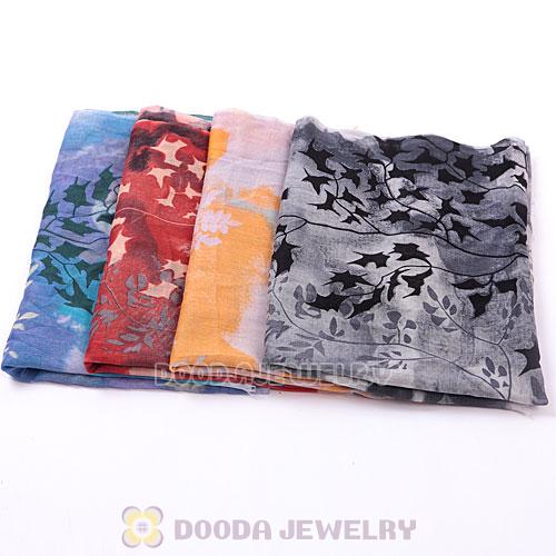Urban Retro Modal Wool Scarf Flower Pattern Pashmina Shawl Scarves