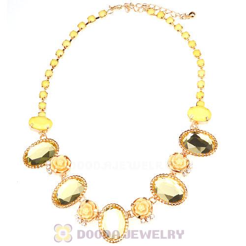 Yellow Resin Crystal Rose Flower Bubble Choker Bib Necklaces Wholesale