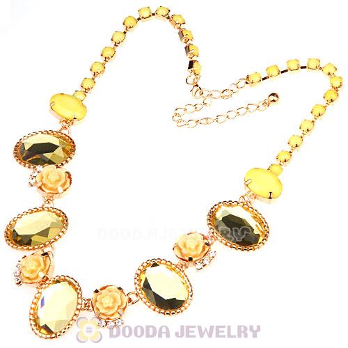 Yellow Resin Crystal Rose Flower Bubble Choker Bib Necklaces Wholesale