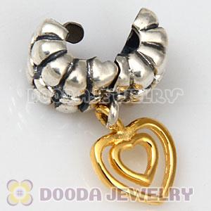 Sterling Silver European Gold Heart Of Hearts Dangle Clip Wholesale