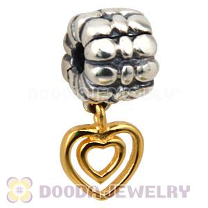 Sterling Silver European Gold Heart Of Hearts Dangle Clip Wholesale
