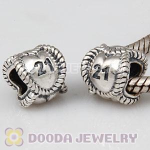 European Sterling Silver Message Bead Birthday Milestones 21 Charm Wholesale