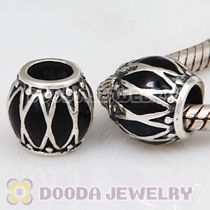 European Sterling Silver Black Enamel Life Rhythm Charm Wholesale