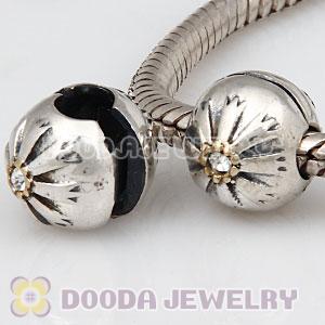 Sterling Silver European Friendship Flower Clip With Cubic Zirconic Wholesale