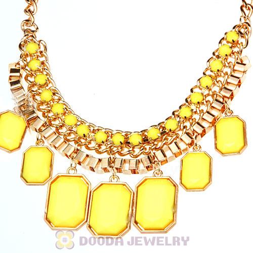 Chunky Resin Diamond Choker Yellow Bib Necklaces Wholesale