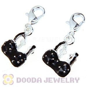 Fashion Tscharm Jewelry Silver Plated Alloy Black Bra Charms Wholesale 