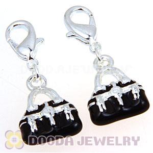 Fashion Tscharm Jewelry Silver Plated Alloy Black Handbag Charms Wholesale 