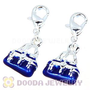 Fashion Tscharm Jewelry Silver Plated Alloy Blue Handbag Charms Wholesale 