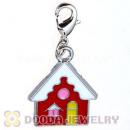 Platinum Plated Enamel European Christmas House Dangle Charms Wholesale