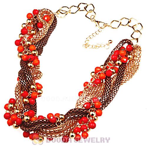 Ladies Chunky Chain Beaded Choker Collar Necklace Wholesale