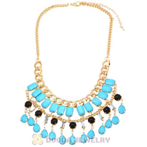 Chunky Turquoise Resin Pendant Choker Bib Necklace Wholesale