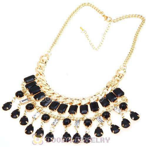 Chunky Black Resin Pendant Choker Bib Necklace Wholesale