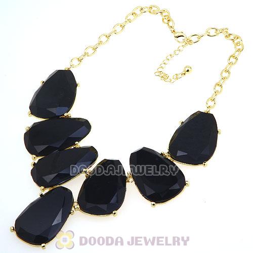 Black Chunky Resin Teardrop Choker Collar Necklace Wholesale
