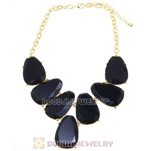 Black Chunky Resin Teardrop Choker Collar Necklace Wholesale