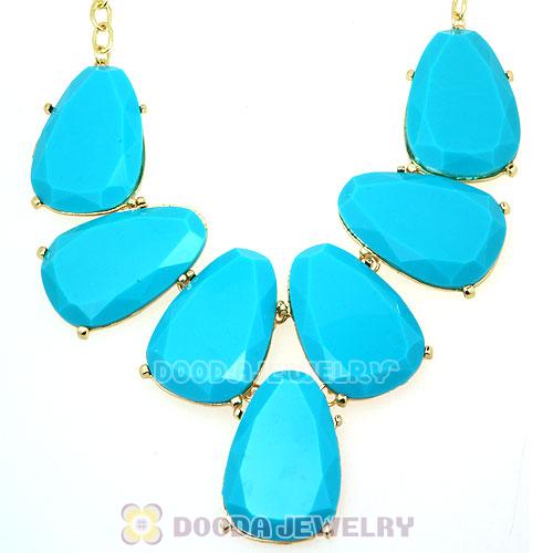 Cyan Chunky Resin Teardrop Choker Collar Necklace Wholesale