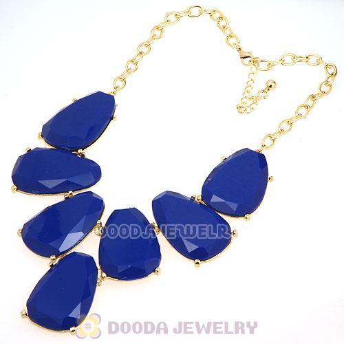 Dark Blue Chunky Resin Teardrop Choker Collar Necklace Wholesale