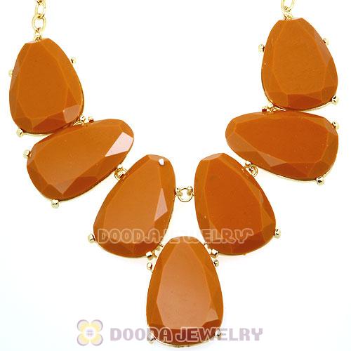 Coffee Chunky Resin Teardrop Choker Collar Necklace Wholesale