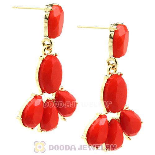 Fashion Orange Resin Plaza Athenee Chandelier Drop Earrings Wholesale