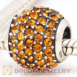 European Sterling Silver Topaz Pave Lights With Topaz Austrian Crystal Charm