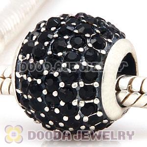 European Sterling Silver Jet Pave Lights With Jet Austrian Crystal Charm