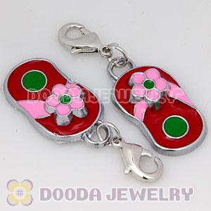 Platinum Plated Alloy Enamel European Jewelry Slipper Charms Wholesale 