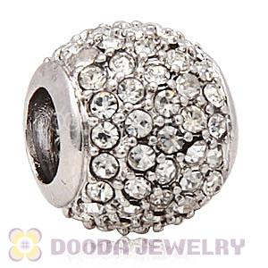 Platinum Plated European Clear Pave Lights Charm With Clear Crystal