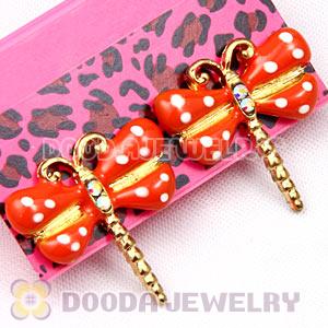 Fashion Gold Plated Enamel Dragonfly Stud Earrings Wholesale