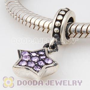 European Sterling Violet Pave Star Dangle With Violet Austrian Crystal