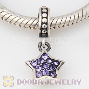 European Sterling Tanzanite Pave Star Dangle With Tanzanite Austrian Crystal
