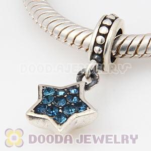 European Sterling Montana Pave Star Dangle With Montana Austrian Crystal