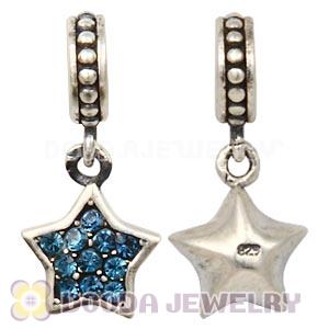 European Sterling Montana Pave Star Dangle With Montana Austrian Crystal